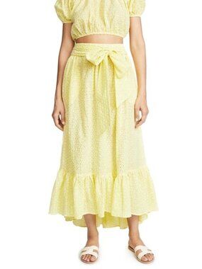 LISA MARIE FERNANDEZ Nicole Eyelet Maxi Skirt Sz 0 XS  Lemon ASO Beyonce